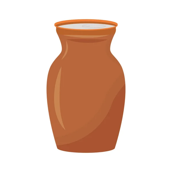 黏土容器半扁平色矢量元 白色上的全尺寸物体 酒壶加饮料 用于网页平面设计和动画的陶器 简单的卡通风格插图 — 图库矢量图片