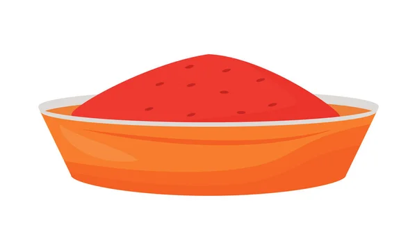 Makanan Merah Dalam Mangkuk Oranye Unsur Vektor Warna Semi Datar - Stok Vektor
