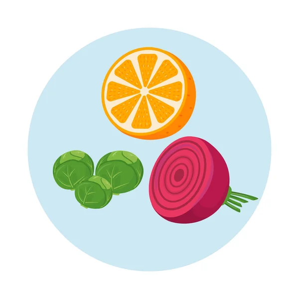 Vitamin Sources Semi Flat Color Vector Objects Icon Cabbage Orange - Stok Vektor