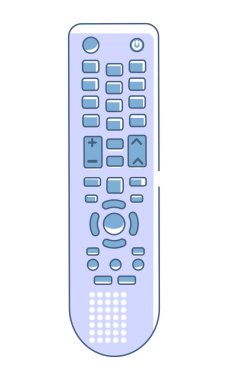 Yarı düz renk vektör elementi için uzaktan kumanda. Beyaz üzerine tam boy nesne. Uzaktan kanalları değiştir. Taşınabilir aygıt web grafik tasarımı ve animasyonu için basit çizgi film stili çizimi