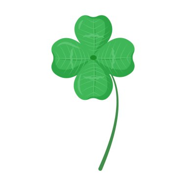 Four leaf clover semi flat color vector element. Full sized object on white. Symbol of Ireland. Brings good luck. Superstition simple cartoon style illustration for web graphic design and animation