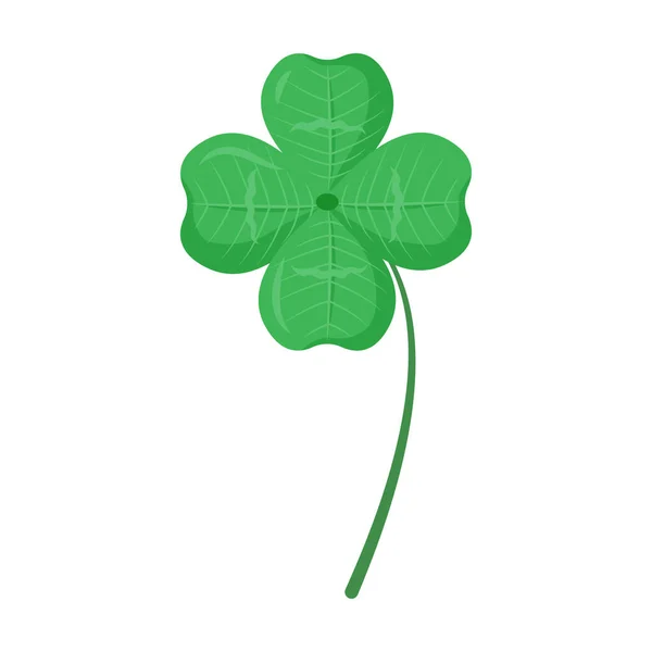 4つの葉のクローバーセミフラットカラーベクトル要素 白のフルサイズのオブジェクト アイルランドの象徴 幸運をもたらす ウェブグラフィックデザインとアニメーションのための迷信シンプルな漫画スタイルのイラスト — ストックベクタ
