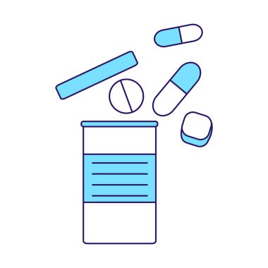 Haplar ve paket yarı düz renk vektör elementi. Beyaz üzerine tam boy nesne. Tıbbi madde. Hastalık önleme web grafik tasarımı ve animasyonu için basit çizgi film stili çizimi