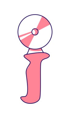 Pizza bıçağı yarı düz renk vektör elementi. Patenli. Beyaz üzerine tam boy nesne. Yemek hazırlama. Web grafik tasarımı ve animasyonu için basit mutfak aletleri basit çizgi film stili çizimi