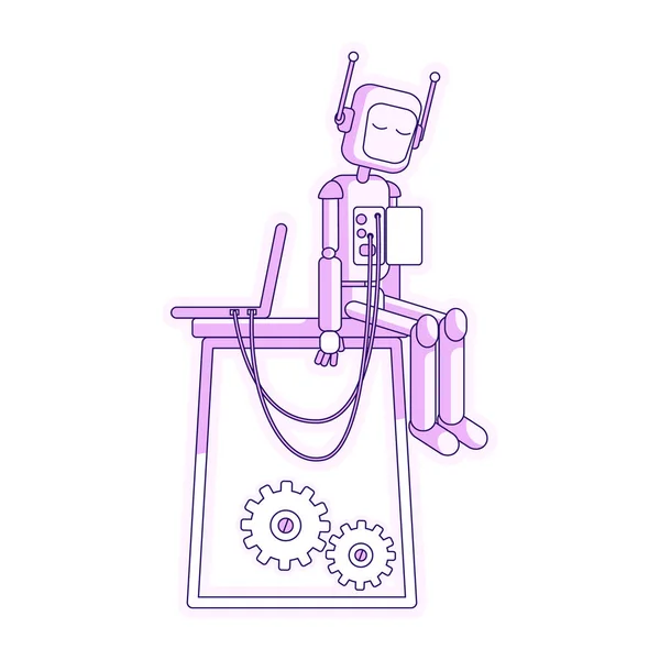 Portátil Robot Semi Plano Elemento Vector Color Objeto Tamaño Completo — Archivo Imágenes Vectoriales