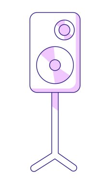 Profesyonel stereo sistem yarı düz renk vektör elemanı. Beyaz üzerine tam boy nesne. Konser ekipmanları. Hoparlörde web grafik tasarımı ve animasyonu için basit çizgi film stili çizimi var