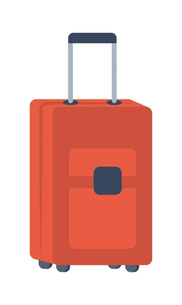 ホイールスーツケース半フラットカラーベクトルオブジェクト フルサイズのアイテム上白 所持品だ ウェブグラフィックデザインやアニメーションのためのローリング荷物シンプルな漫画スタイルイラスト — ストックベクタ