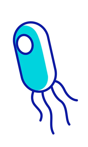 Bakterium Semi Platt Färg Vektor Element Fullstort Föremål Vitt Mikrobiologi — Stock vektor