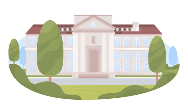 Building College Vector Isolated Illustration Antique University Building Flat Object — Stock vektor