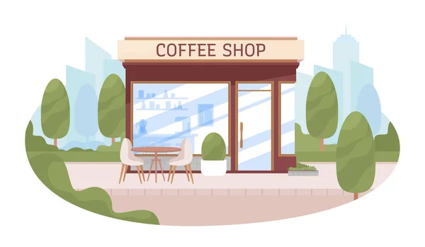 Coffee Shop Kiosk Empty Table Vector Isolated Illustration Empty Flat — Stockový vektor
