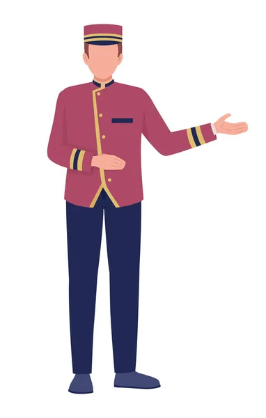 Receptionist Vintage Uniform Semi Flat Color Vector Character Editable Figure — Stock Vector