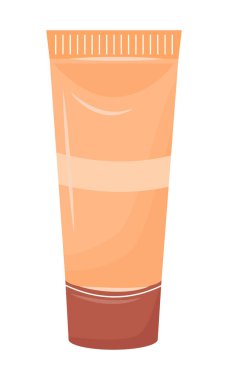 Yüz temeli yarı düz renk vektör nesnesi. Tam boy beyaz. Antiaging güzellik ürünü. Cilt bakımı ve tedavide web grafik tasarımı ve animasyonu için basit çizgi film stili çizimi