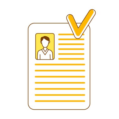 Uygulama yarı düz renk vektör nesnesini onayla. Tam boy beyaz. İşe geri dön. Web grafik tasarımı ve animasyonu için basit çizgi film stili illüstrasyonunu kabul et