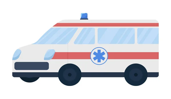 Ambulance Car Semi Flat Color Vector Object Emergency Medical Help — Stock Vector