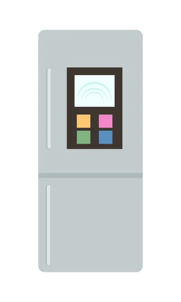 Buzdolabı Yarı Düz Renk Vektör Nesnesi Tam Boy Beyaz Mutfak — Stok Vektör
