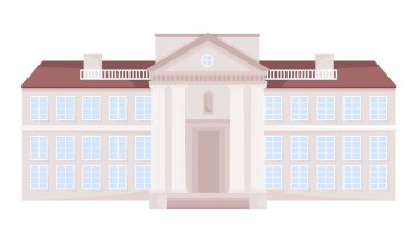Klasik belediye binası yarı düz renk vektör nesnesi. Düzenlenebilir figür. Tam boy beyaz. Web grafik tasarımı ve animasyonu için basit karikatür stili çizimi