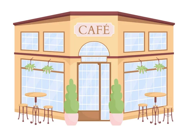 Cafe Exterior Semi Flat Color Vector Object Editable Figure Full — Stock Vector