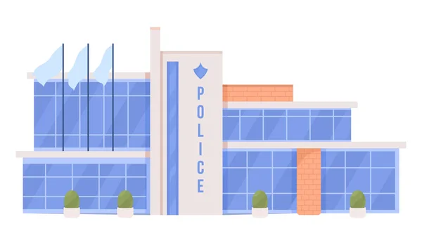 Oficina Policía Edificio Semi Plano Color Vector Objeto Figura Editable — Archivo Imágenes Vectoriales