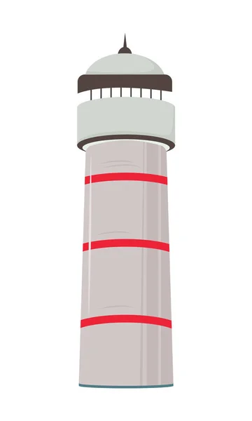 Полуплоский Векторный Объект Маяка Морской Интерьер Навигационная Помощь Световая Башня — стоковый вектор