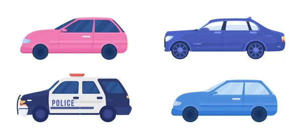 Διαφορετικά Αυτοκίνητα Ημι Επίπεδη Χρώμα Διανυσματικά Αντικείμενα Που Αξιόπιστα Νούμερα — Διανυσματικό Αρχείο