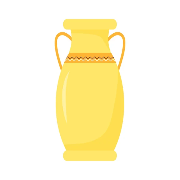 Amphora半扁平色矢量对象 两个手柄的花瓶古董陶器 全尺寸的白色项目 古希腊文符号 用于网页平面设计和动画的简单卡通风格图解 — 图库矢量图片