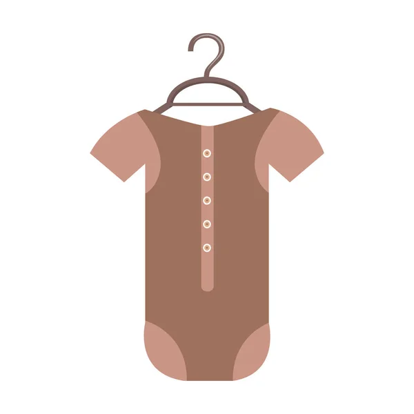 Combinaison Extensible Marron Pour Bébé Garçon Objet Vecteur Semi Plat — Image vectorielle