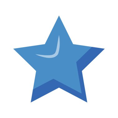 Mavi yıldız yarı düz renk vektör elementi. Tam boy beyaz. Noel süsü. Asılı parti dekorasyonu. Web grafik tasarımı ve animasyonu için basit çizgi film stili çizimi