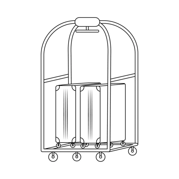 酒店行李车半平色矢量对象 把手提箱搬到客房 全尺寸的白色项目 用于网页平面设计和动画的简单卡通风格图解 — 图库矢量图片