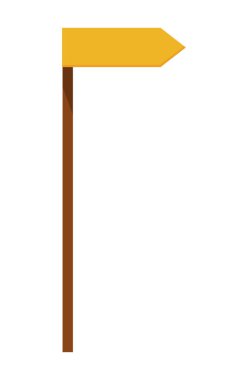 Sarı yönlü ok yarı düz renk vektör nesnesi. Yol tabelası. Tam boy beyaz. Kılavuz işareti. Yönü gösteriyor. Web grafik tasarımı ve animasyonu için basit çizgi film stili çizimi