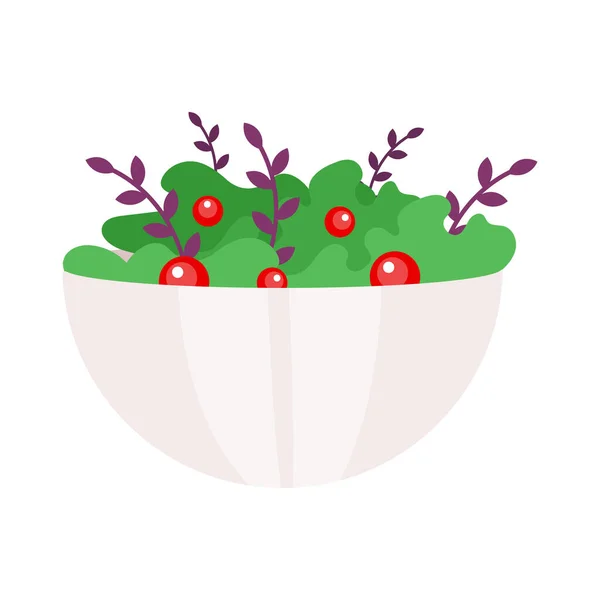 Green Salad Tomatoes Semi Flat Color Vector Object Full Sized - Stok Vektor
