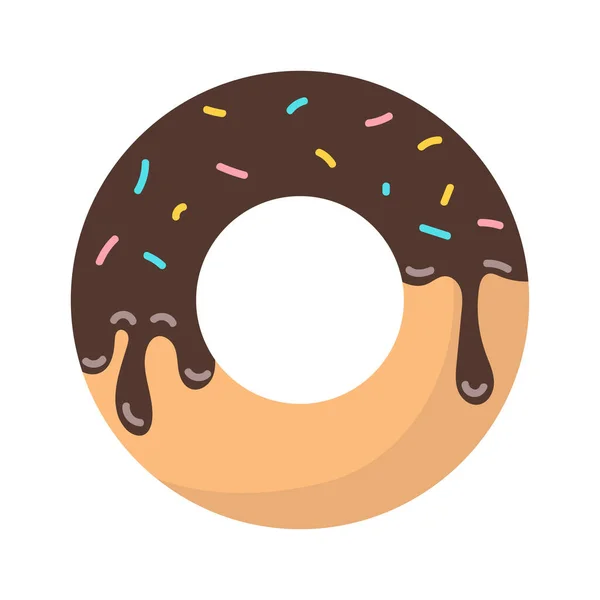 Doughnut Chocolate Semi Flat Color Vector Object Fat Street Food — Archivo Imágenes Vectoriales