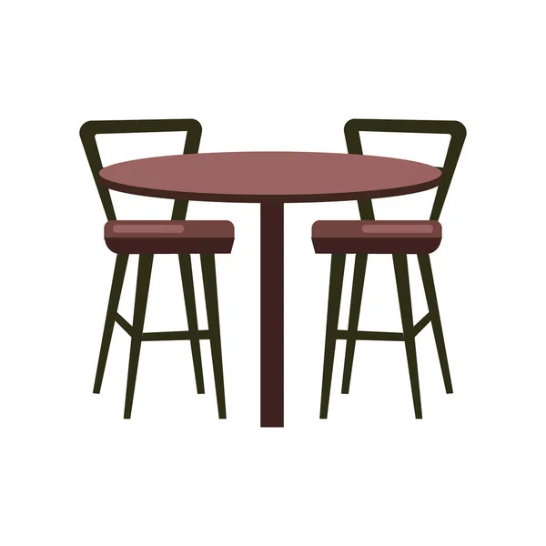 Restaurant Table Chairs Semi Flat Color Vector Object Cafe Furniture —  Vetores de Stock