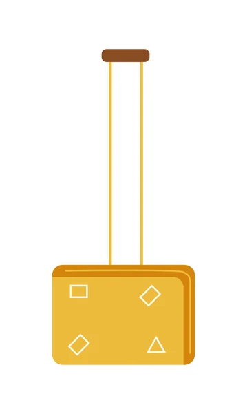 Suitcase Long Handle Semi Flat Color Vector Object Luggage Carrying — Stockvektor