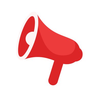 Megafon yarı düz renk vektör nesnesi. Reklam ve teknoloji. Hoparlör. Tam boy beyaz. Web grafik tasarımı ve animasyonu için basit karikatür biçimi çizimi