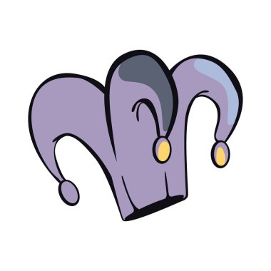 Palyaço şapkası yarı düz renk vektör nesnesi. Karnaval kostüm ayrıntıları. Tam boy beyaz. Web grafik tasarımı ve animasyonu için parti aksesuarı basit çizgi film stili çizimi