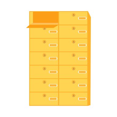 Posta kutuları birimi yarı düz renk vektör nesnesi. Posta ekipmanı. Hücre rafı. Tam boy beyaz. Web grafik tasarımı ve animasyonu için posta servisi basit çizgi film stili çizimi