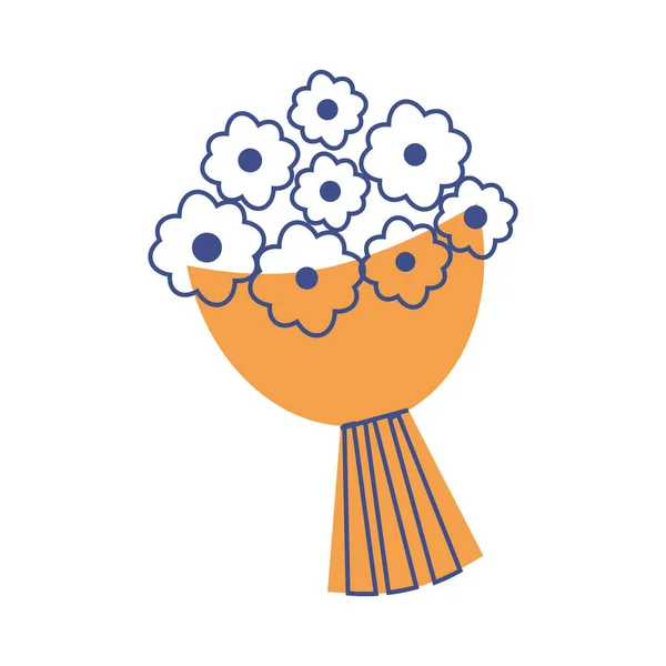 Flowers Bouquet Semi Flat Color Vector Object Floral Composition Holiday — Διανυσματικό Αρχείο