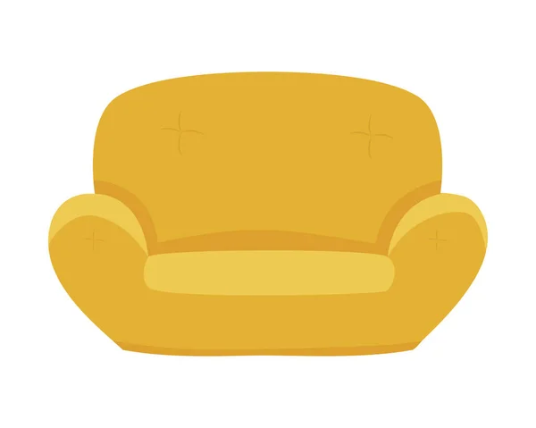 Kuning Sofa Semi Datar Warna Vektor Objek Perabotan Untuk Ruang - Stok Vektor