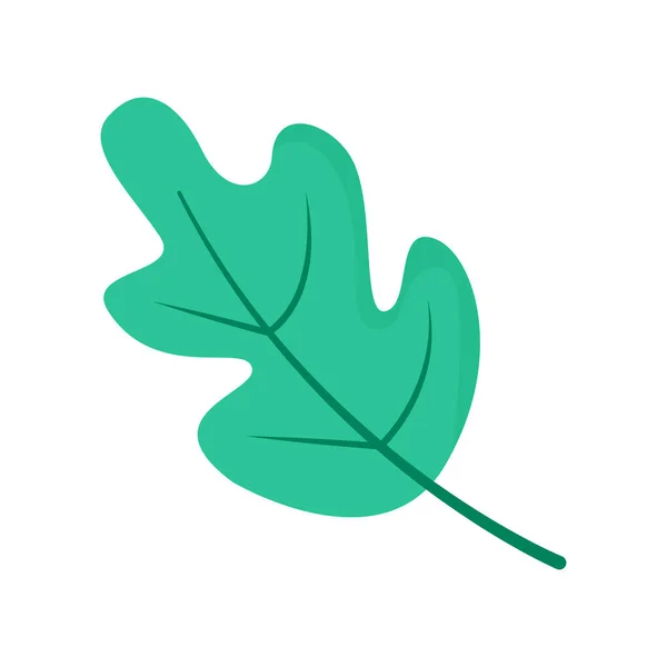 Green Oak Leaf Semi Flat Color Vector Object Forest Flora — стоковый вектор