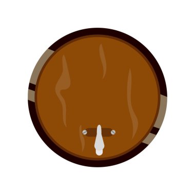 Yarı düz renk vektör objeli şarap fıçısı. Mahzen ekipmanları. Tam boy beyaz. Şaraphane endüstrisi web grafik tasarımı ve animasyonu için basit çizgi film stili çizimi