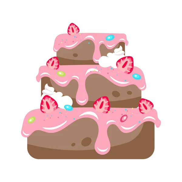 Large Cake Strawberry Semi Flat Color Vector Object Confectionery Masterpiece — 스톡 벡터