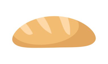 Ekmek somunu yarı düz renk vektör nesnesi. Taze fırın ürünü. Tam boy beyaz. Web grafik tasarımı ve animasyonu için sağlıklı istihkak ve atıştırmalık basit çizgi film stili çizimi