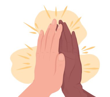 Beş jest yap. 2D vektör izole çizimi. Çizgi film arka planında düz el hareketi. Cep telefonu, web sitesi, sunum için eş rengarenk düzenlenebilir sahne