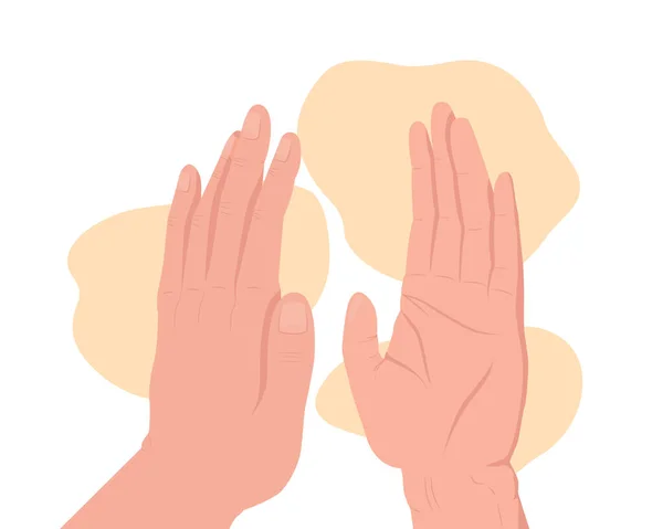 High Five Vector Isolated Illustration High Flat Hand Gesture Cartoon — Vetor de Stock