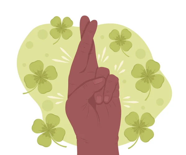 Crossed Fingers Luck Vector Isolated Illustration Common Superstitious Flat Hand — Stockový vektor