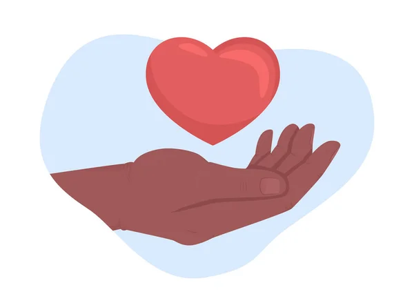 Humanitarian Help Vector Isolated Illustration Palm Heart Flat Hand Gesture — стоковый вектор