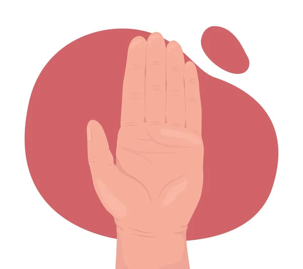 Palm Fingers Vector Isolated Illustration Disagreement Flat Hand Gesture Cartoon — 图库矢量图片