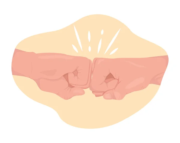 Два Кулаки Зіштовхуються Вектор Ізольовані Ілюстрації Привітання Плоским Жестом Рук — стоковий вектор