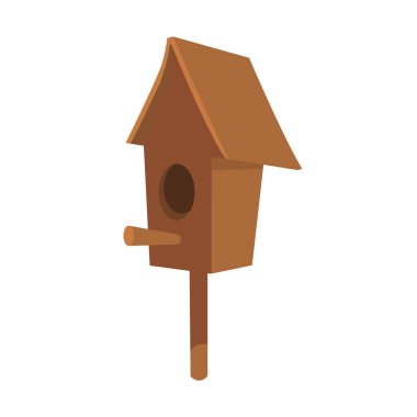 Birdhouse semi flat color vector object. Small shelter for birds. Handicraft. Full sized item on white. Carpentry hobby simple cartoon style illustration for web graphic design and animation