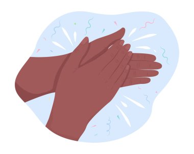 Outburst of applause 2D vector isolated illustration. Enjoyment and appreciation flat hand gesture on cartoon background. Ovation colourful editable scene for mobile, website, presentation